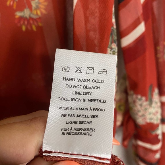 DRA Hazel Red Floral Ruffle Blouse XS - Picture 5 of 6